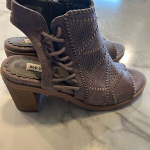Not Rated Mauve Suede Open-Toe Block Heel Sandals
